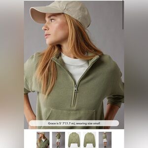 American Eagle Quarter zip sweatshirt (M) - olive green